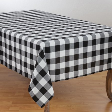 SARO LIFESTYLE SARO  70 x 120 in. Rectangle Buffalo Plaid Design Cotton Blend Tablecloth - Black 5026.BK70120B